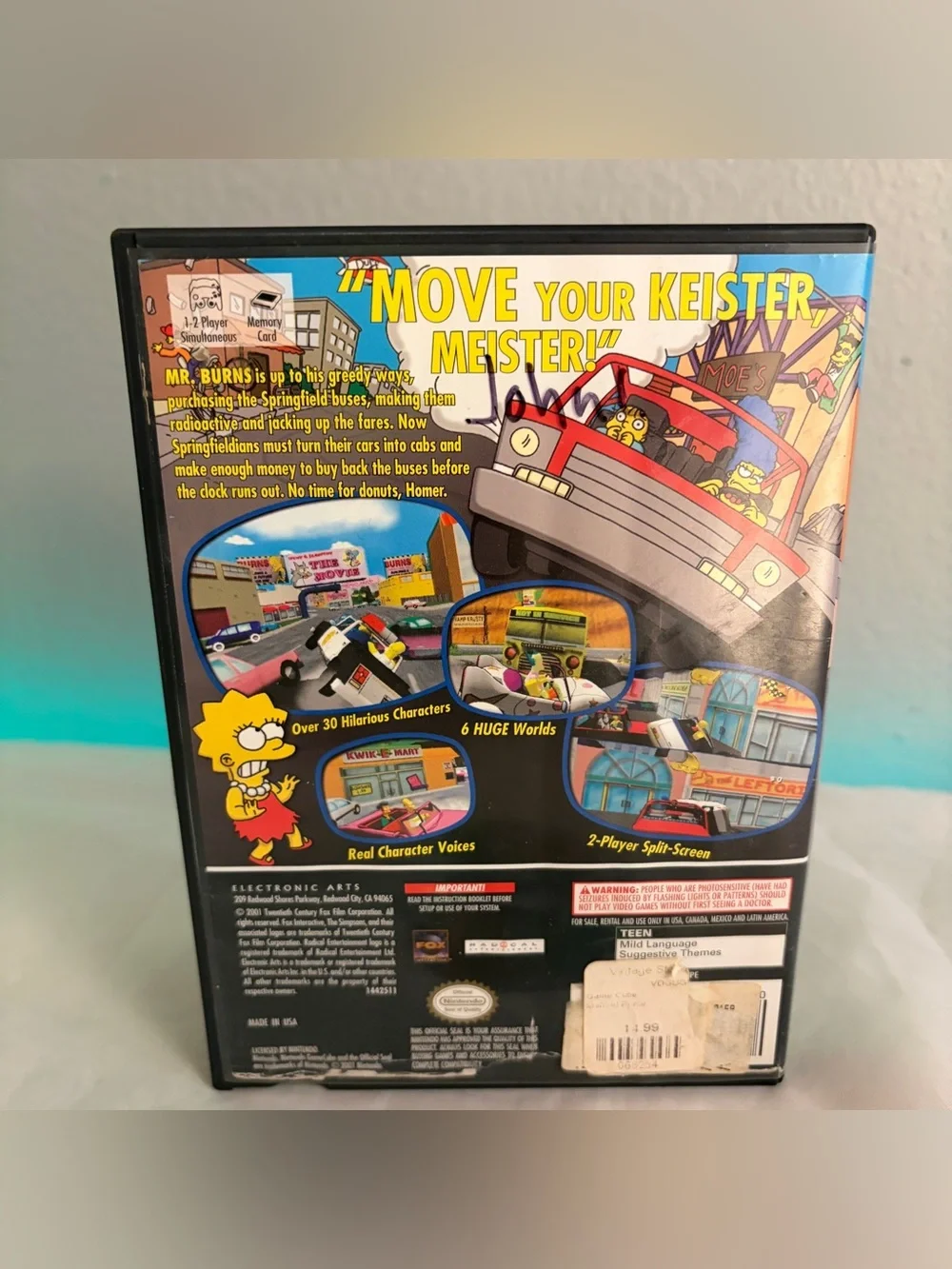 Nintendo Gamecube Simpsons Road Rage - No Manual 2001 Tested & Works Videogame